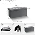 thumbnail image 3 of VibrantEcho Folding Storage Ottoman, Long Ottomans Shoes Bench, Velvet Storaeg Chest Footrest Seat 31.5"x15.7"x15.7" (Grey, Large), 3 of 14