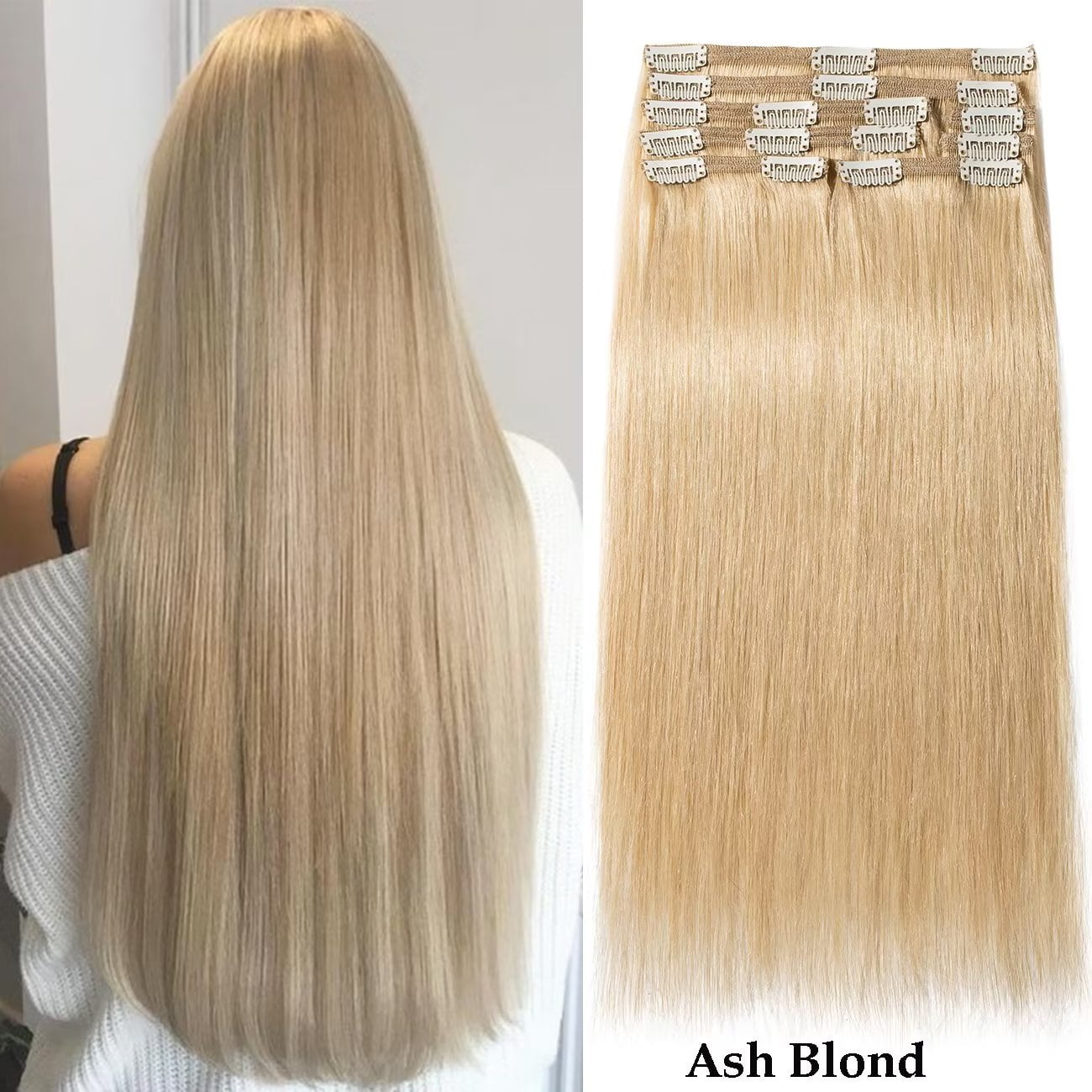 SEGO Clip in 100% Human Hair Extensions Real Thick Remy Hair Full Head 8 PCS Hair Pieces for Woman Balayage Black Brown Blonde