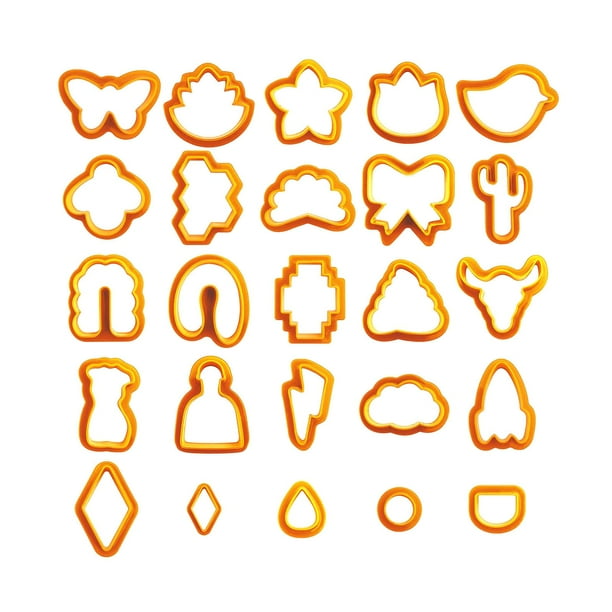 Kit de 25 cortadores de formas de arcilla polimérica, cortadores de aretes de arcilla para arcilla polimérica Naranja