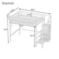 thumbnail image 6 of Twin XL Size Loft Bed Frame with Wardrobe and Stairscase, Metal High Loft Beds with Storage Shelves and Safety Guard Rails for Bedroom, Apartment, Dorm, Mattress Not Included, White, 6 of 8