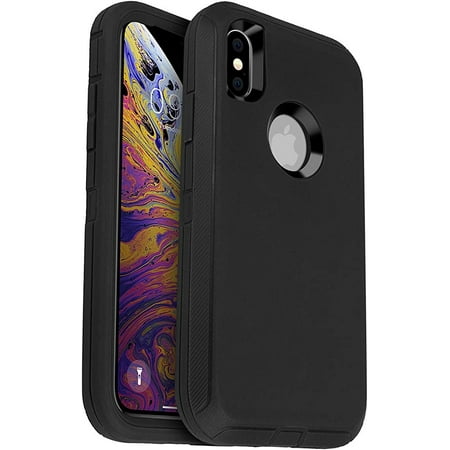iPhone Xs Max Heavy Duty Case {Shock Proof-Shatter Resistant -3 Layer Rubber- Compatible for iPhone Xs Max} Color Black - By Entronix