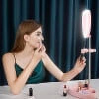 Aro de luz LED con luz para teléfono, soporte, plegable, extensible y portátil. Luz de escritorio para selfies con forma de corazón para selfies, transmisiones en vivo y maquillaje.