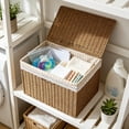 thumbnail image 5 of TFYZYY Rattan Storage Basket with Lid Stackable Woven Organizer Bin for Home, Bathroom, Closet, and Shelf Removable Fabric Liner and Decorative Design for Clutter-Free Living, 5 of 6