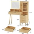 thumbnail image 2 of Luku Makeup Vanity Desk with Lights & Power Outlet, Big Modern Fluted Vanity Desk with 23.6" Hd Lighted Mirror, 5 Drawers and Storage Shelf，Dressing Table for Women Girls, 2 of 10
