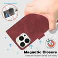 thumbnail image 4 of Nalacover Retro Wallet Case for iPhone 14 Pro Max, Premium PU Leather Shockproof Case with Card Slots Holder Kickstand Magnetic Clasp Phone Cover Vintage Design Wrist Strap Flip Folio Case,Winered, 4 of 11