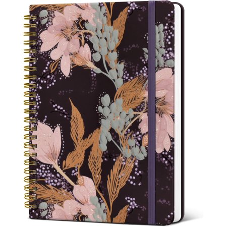 Lined Spiral Journal Notebook for Women A5 College Ruled Journals for Writing Hardcover Notebooks for Work Note taking and Office School Supplies 140 Pages - Lineage Flora