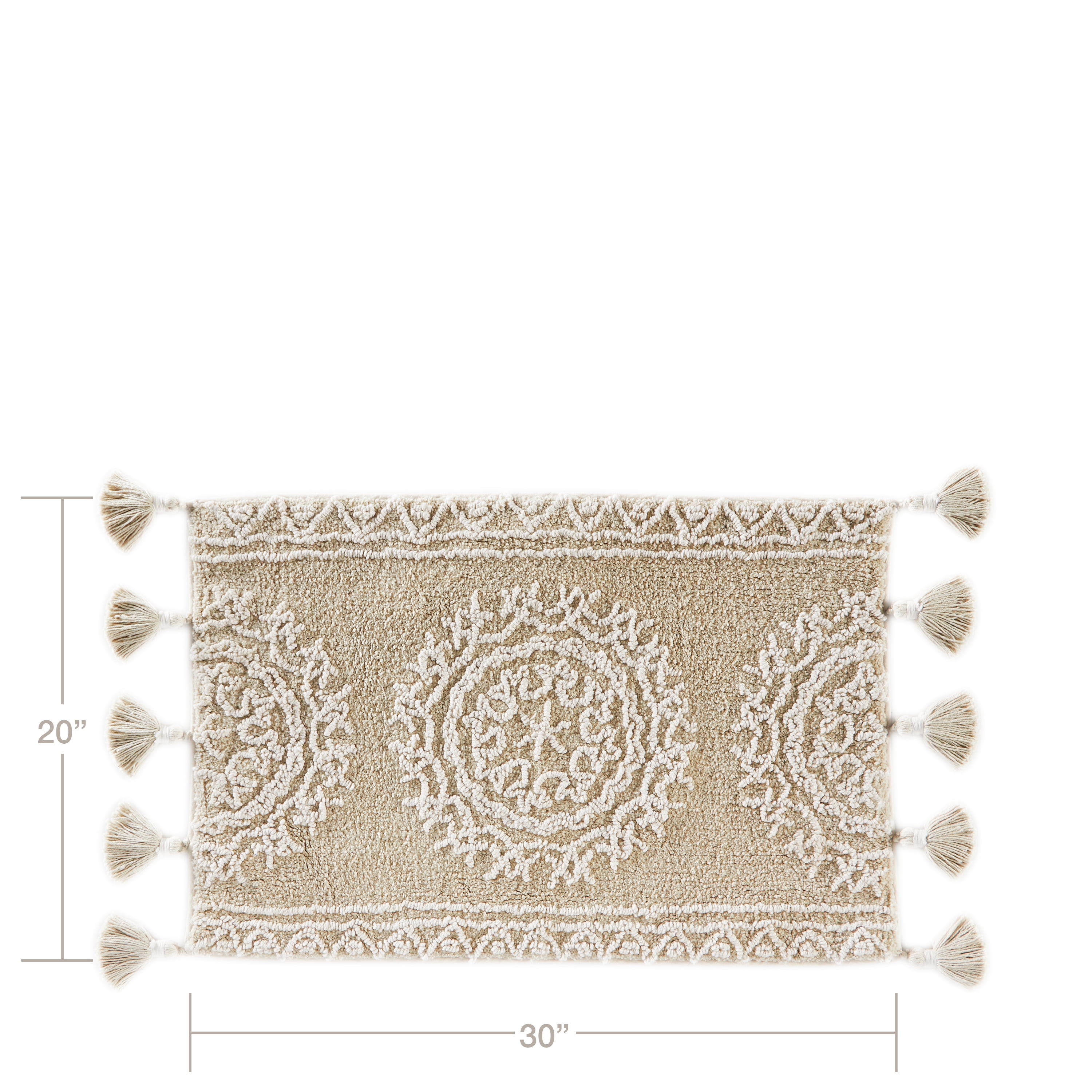 SKL Home Medallia Bath Rug, Natural, 20" x 30", 100% Cotton