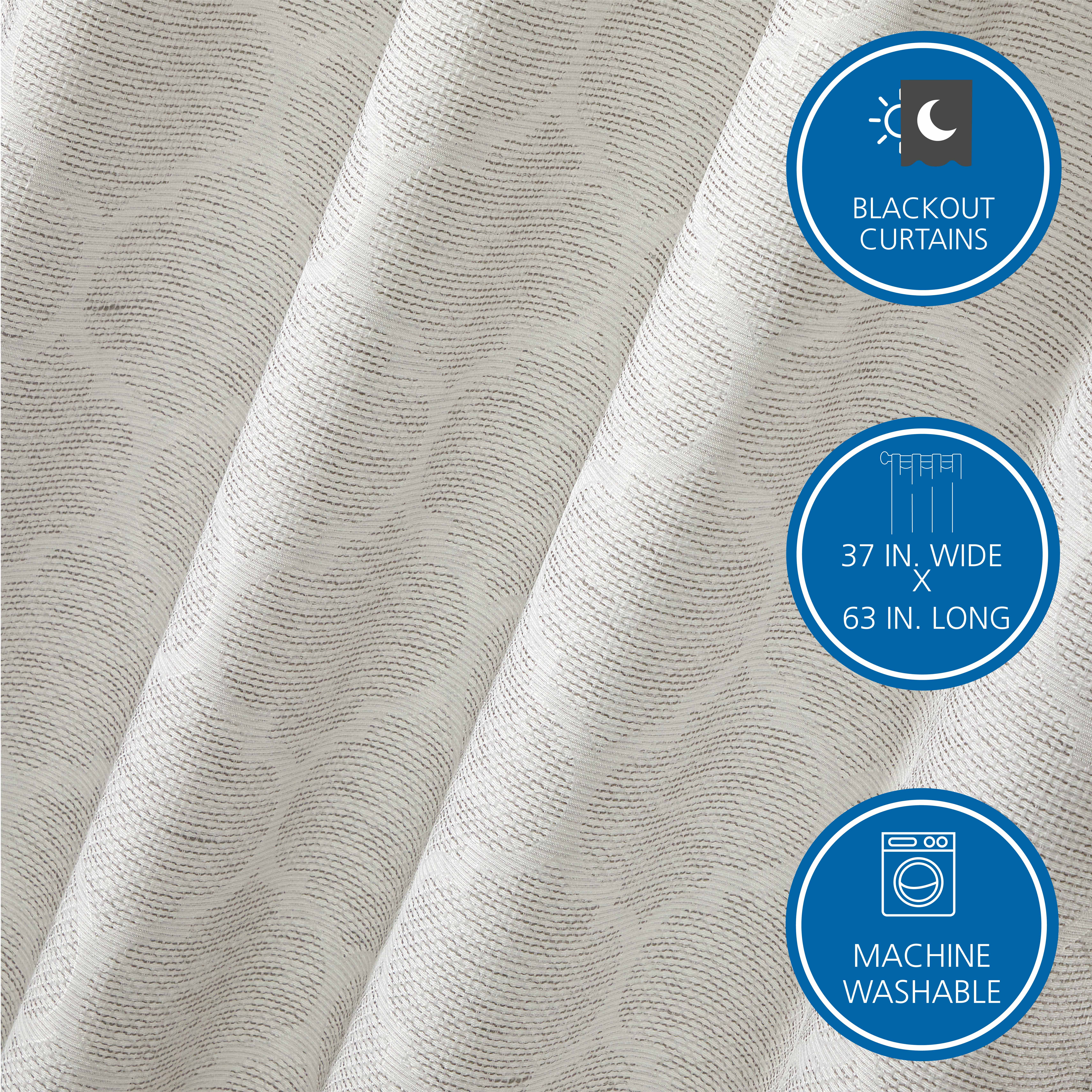 (2 pack) Mainstays Jacquard Blackout Panel Pair, Set of 2 Curtains, Grey Lattice, 37" W x 63" L