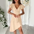 thumbnail image 4 of gbyLJF Night Out Dress for Women Floral Prom Dress Cocktail Dress Summer Summer Dress Cotton Khaki L, 4 of 7