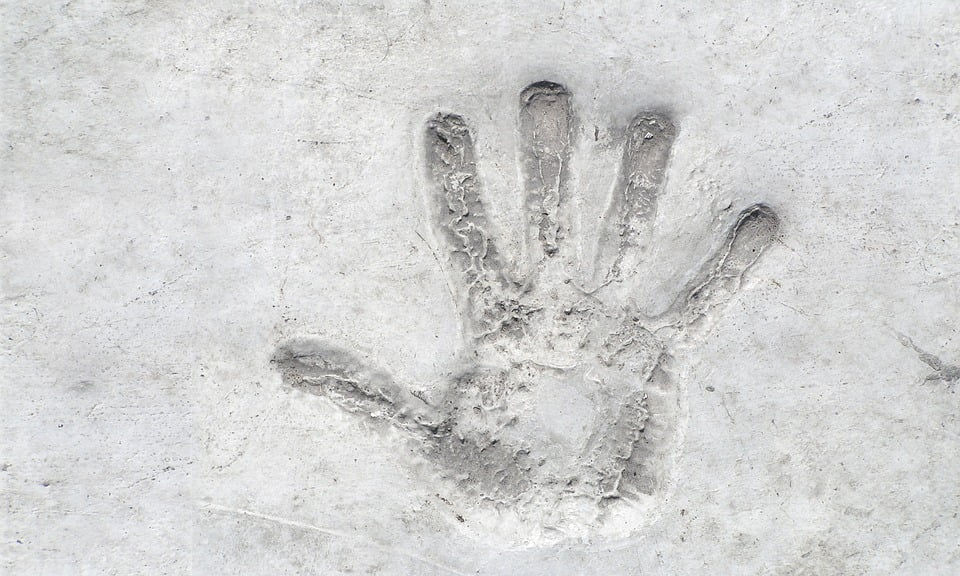 Reprint Prominent Concrete Handprint Hand Finger-20 Inch By 30 Inch