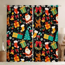 Feelyou Santa Claus Blackout Curtains Set of 2 (52x84 Each) for Teen, Vintage Xmas Gifts Window Curtains, Merry Christmas Curtains and Drapes, Window Curtains Home Decor
