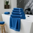 thumbnail image 5 of BedVoyage Luxury Towels, 8pc Set, 600 GSM, Ultra Soft Viscose derived from Bamboo Bath Towel, Super Absorbent, Extra Large - 2 Bath Size, 2 Hand Towels, 4 Washcloths - Indigo, 5 of 9
