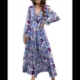 thumbnail image 1 of Vestido Bohemio Informal de Larga con Escote en V Profundo para Mujer Azul L, 1 of 8