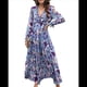 thumbnail image 1 of Vestido Bohemio Informal de Larga con Escote en V Profundo para Mujer Azul XL, 1 of 8