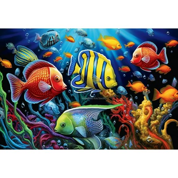 jigsaw Puzzles 50 pieces for adults Underwater Fishes Formation wooden Challenging Puzzles Perfect for Game Nights 7.9'' x 5.9''