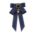 thumbnail image 3 of Milageto Bow Tie Ribbon Brooch Pre Tied Bow Tie Bowknot Shirt Tie for Student Uniform Dark Blue, 3 of 8