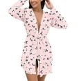 thumbnail image 5 of AINIYS Women Robes Short Lightweight Robe Soft Long Sleeve V Neck Sleepwear Casual Belt Bathrobe Printed Loungewear Pink Pajamas for Women _a XXL, 5 of 6
