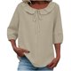 thumbnail image 1 of Mujeres Manga Corta Tops 3/4 Manga Blusa Ruffle Puff Cordón de Lino Color Sólido Casual Camisa de Verano, 1 of 5