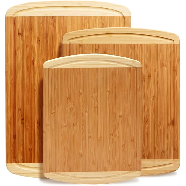 Greener Chef Bamboo Chopping Board Set 3PC Premium Wood Cutting Board