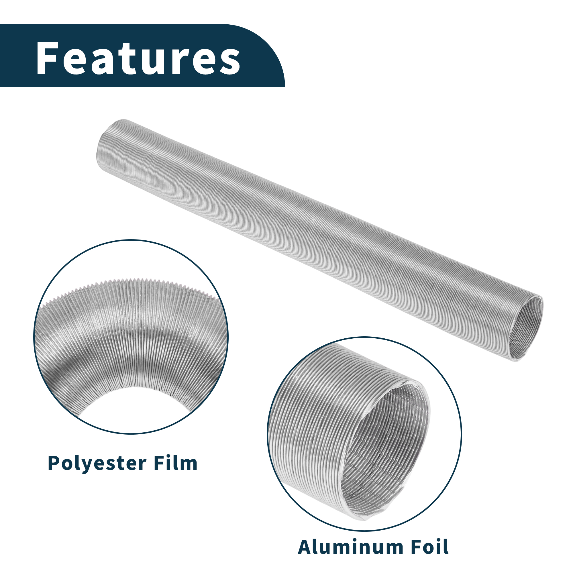 Unique Bargains 42mm Dia 80cm Car Heater Duct Kit Car Heater Duct Pipe Hose Set for Diesel Heater Silver Tone