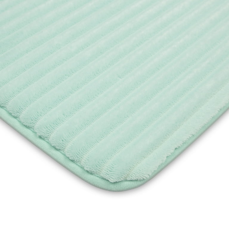 Mainstays Performance Quick Dry Memory Foam Bath Mat, Cool Water, 20 x 30  