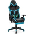 thumbnail image 4 of Gymax Chaise de Massage Gaming Inclinable Chaise de Course Dossier Haut avec Support Lombaire Repose-Pieds, 4 of 10