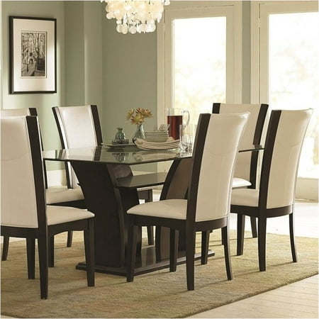 dining table glass rectangular espresso bowery hill daisy kitchen tables homelegance