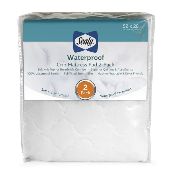 Sealy Waterproof Crib and Toddler Mattress Pad 2 ct, Hypoallergenic