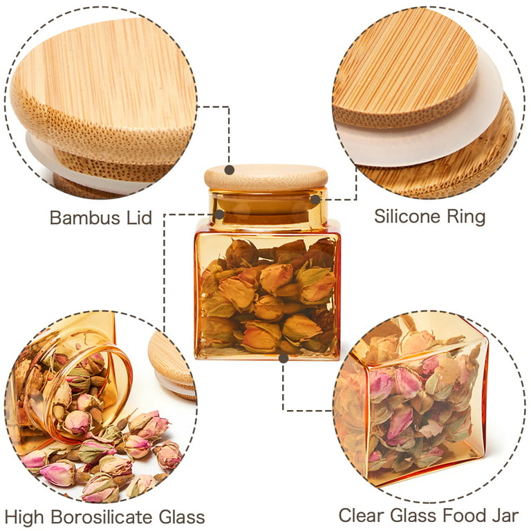 EZOWare 200ml Spice Glass Jar Set, Small Air Tight Canister Storage  Containers with Natural Bamboo Lids and Chalkboard Labels - 10pcs 