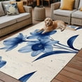 thumbnail image 2 of Fsddascl Retro Blue Floral Outdoor Rug for Patio/Deck/Porch, Non-Slip Large Area Rug 4 x 6 Ft, Spring Seasonal Botanical Blooms Indoor Outdoor Rugs Washable Area Rugs, Reversible Camping Rug Carpet, 2 of 5