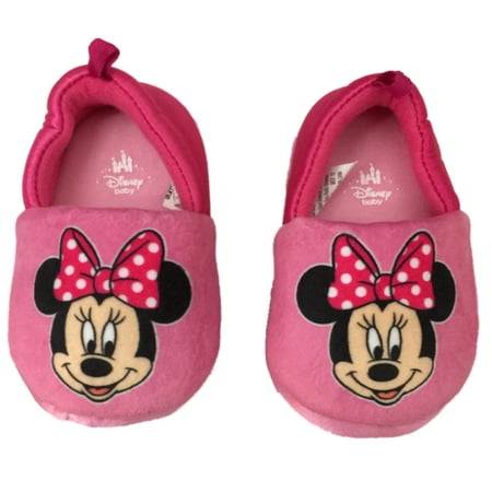 Disney Baby Infant Girls Pink Minnie Mouse Slippers Loafer House Shoes