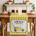 thumbnail image 2 of Table Runner 36 Inches Long for Kitchen Dining, Yellow Truck Dresser Scarf Farmhouse, Dining Table Decorations for Wedding/Parties, Spring Bees Honey Daisy Buffalo Plaid 13 x 36 In, 2 of 8