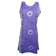 Mogul Womens Tank Dress Tie Dye Embroidered Sleeveless Cover Up Summer Beach Dress Rayon Sundress