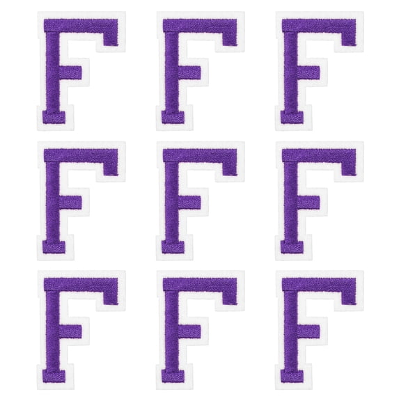 Uxcell Iron on Letter Patches 2" Alphabet F Iron on Embroidered Patch for Clothing Repair(Purple, Pack of 9)