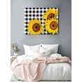 thumbnail image 3 of Canvas Print Wall Art Sunflower Countryside Yellow Flower Black And White Check Framed Canvas Art Wall Decor Pictures Painting Morden Artwork for Living Room Bedroom, Ready to Hang - 12"x16", 3 of 4