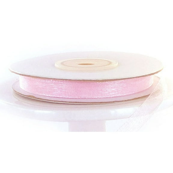 1/4" Wide Organza Ribbon - 25 Yards (Light Pink)