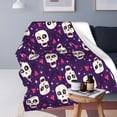 thumbnail image 4 of LNWH Catrina Muertos Spooky Skeleton Pattern Throw Blanket, Flannel Sofa Blankets for All Seasons, 60"x50", 4 of 8