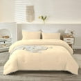 thumbnail image 2 of DNG Luxury 3 Piece Pom Pom Plain Pattern Comforter Set, 800 Thread Count, 100% Egyptian Cotton, White Vintage Pom-Pom Fringe Super Soft (Oversized Super King Size Ivory Color), 2 of 9