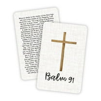 Psalms 91 Bible Verse Wallet Card 5pk 2.1x3.4 Plastic Encouragement Christian Gift Prayer Protection Driving He is My Refuge and My Fortress His Truth Faith Tan Linen