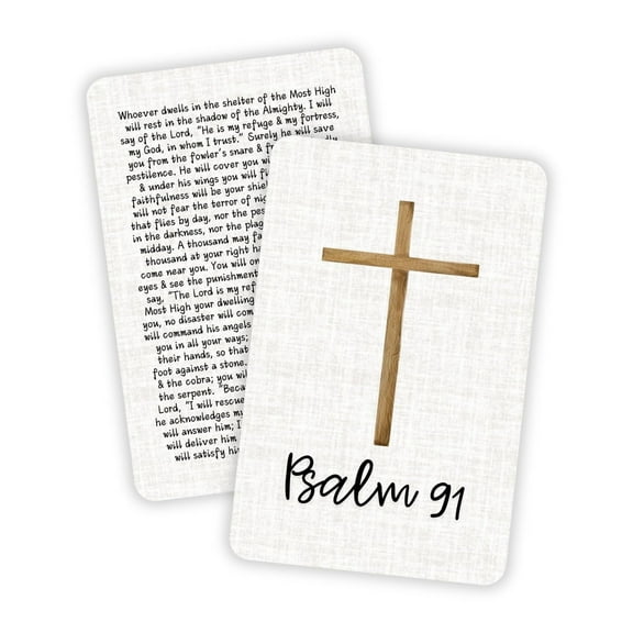 Psalms 91 Bible Verse Wallet Card 5pk 2.1x3.4 Plastic Encouragement Christian Gift Prayer Protection Driving He is My Refuge and My Fortress His Truth Faith Tan Linen