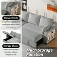 thumbnail image 5 of Harper & Bright Designs 90" L Shaped Convertible Sofa Bed with Chaise and Storages Racks, Pull Out Sleeper Corner Couch w/USB Ports for Dorm Apartment Office, Light grey, 5 of 19