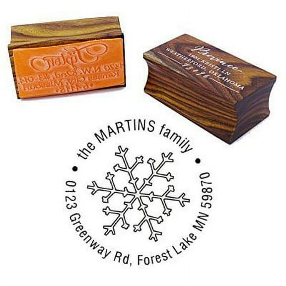 Round Family Return Address Stamp Custom Wood Mounted Rubber Stamp Invitation Gift