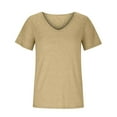 thumbnail image 3 of Pejock Womens Short Sleeve Big U-Neck Tops Loose Fit Shirts Summer Casual Solid Color T-Shirt Blouse Khaki XL (US Size:10), 3 of 5