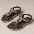 thumbnail image 2 of Zynoxe Womens Sandals Breathable Open Toe Vacation Beach Sandals Comfortable Elastic Strap Shoes for Women Summer Fashion Bohemian Flats Shoes Wedding Footwear 10, 2 of 6
