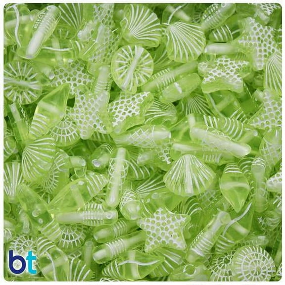 BeadTin Green Transparent 10mm Sea Life Miniature Mix Acrylic Beads (50g)