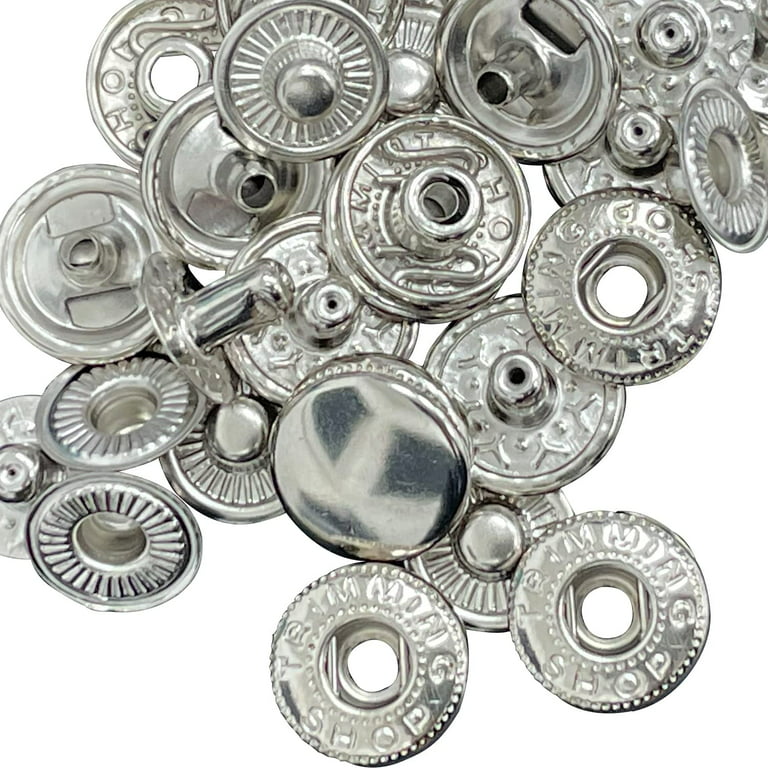 20 Sets Silver Sew-On Snap Buttons Big Metal Snap Fastener Durable Press Studs Buttons for Sewing Clothing 25mm Pt1005