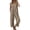 Khaki, variant on Women's Casual Cotton Linen Jumpsuit Solid Color Button Loose Jumpsuit Overalls V Neck Comfy Boho Wide Leg Jumpsuits with Pockets Fashion Lounge Wear