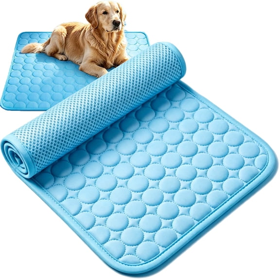 CLIQKWEN Pet Ice Silk Cooling Mat - Non Slip Summer Cool Bed for Dogs and Cats - Foldable Reusable Washable Portable Soft Pad - for Small Medium Large Pets