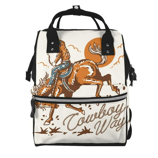 Easygdp Cowboy Riding Horse para Bolsa de Bebé de Gran Capacidad con Múltiples Bolsillos, Bolsa de Pañales para Padres, Bolsa de Viaje Organizada y Elegante