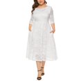 thumbnail image 2 of Ketyyh-chn99 Robes pour Femmes Grande Taille Robe Élégante pour Femme Robe de Soirée Robe d'Été Manche à Volants Ample Fluide Plissée Mini-Robe Blanc,5TG, 2 of 5